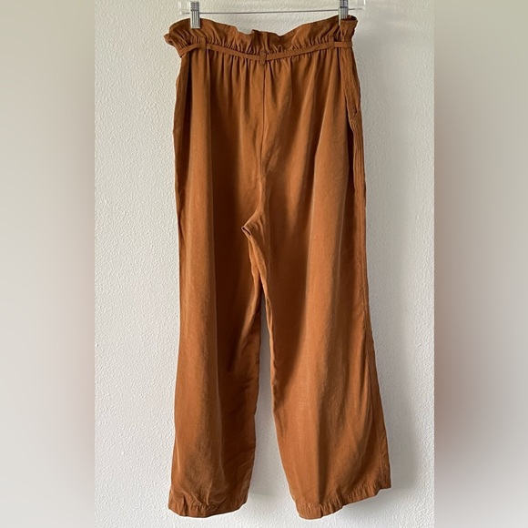 Skies Are Blue Women's Camel Brown Wide Leg minimalist Baggy Loose Fit Pants - Picture 6 of 13